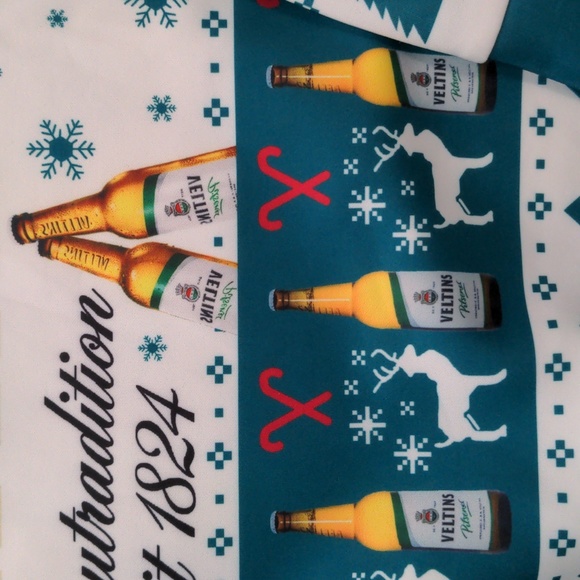 Veltins Pilsner Men's Size 2XL Ugly Sweater Style Teal Long Sleeve Shirt - Picture 5 of 7